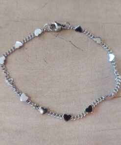 PULSERA DE ACERO GRUMET CON CORAZONES SOLDADOS. LARGO 18 CM.