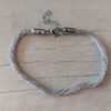PULSERA DE ACERO MALLA PLANA 4MM ENTRELAZADA CON CADENA BOLITA. LARGO 18,5 + 4 CM EXT. CM