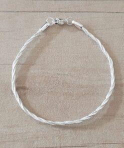 PULSERA DE ACERO BLANCO COLA DE RATÓN 0.9 MM DOBLE ENTRELAZADA. LARGO 18,5 CM