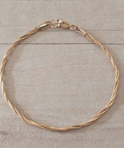 PULSERA DE ACERO DORADO COLA DE RATÓN 0.9 MM DOBLE ENTRELAZADA. LARGO 18,5 CM