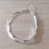 PULSERA DE ACERO BLANCO VÍBORA CHATA DOBLE ENTRELAZADA. LARGO 18,5 CM + EXT. 5 CM.