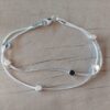 PULSERA DE ACERO BLANCO COLA DE RATÓN DOBLE CON CUENTAS CUADRADAS. LARGO 18,5 CM