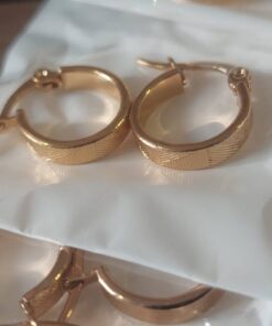 BLISTER DE ARGOLLAS ACERO DORADO TRABAJADAS X 12 PARES. DIÁMETROS 12/18/23 MM (4 PARES DE CADA MEDIDA)