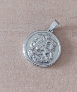 DIJE DE ACERO MEDALLA SAN JORGE. TAMAÑO 20 MM