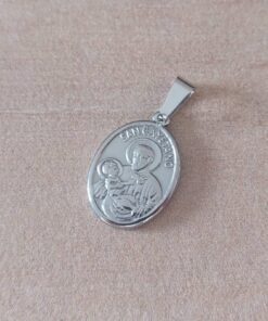 DIJE DE ACERO MEDALLA DE SAN CAYETANO OVALADA. 15 X 20 MM