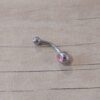 PIERCING OMBLIGO BOLITA C/ DOBLE STRASS ROSA. 1.6 X 10 X 4/6 MM