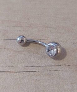 PIERCING OMBLIGO BOLITA C/STRASS. 1.6 X 10 X 5/8 MM