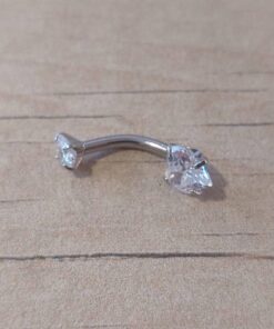 PIERCING DE ACERO PARA OMBLIGO DOBLE CUBIK CORAZÓN BLANCO
