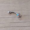 PIERCING OMBLIGO BOLITA C/ DOBLE STRASS TORNASOL. 1.6 X 10 X 4/6 MM