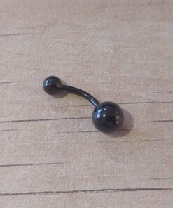 PIERCING DE ACERO NEGRO PARA OMBLIGO DOBLE BOLITA 1.6 X 10 X 5/8 MM
