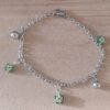 PULSERA DE ACERO ESLABÓN TIFFANY CON BOLITAS Y DIJES FLOR VERDE SÍMIL MURANO. LARGO 18,5 CM