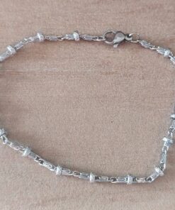 PULSERA DE ACERO ESLABÓN CARDANO CON BOLITAS ARENADAS. LARGO 18,5 CM