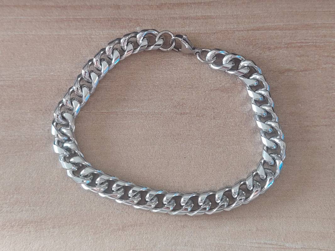 PULSERA DE ACERO GRUMET TEJIDA 8 MM. LARGO 22 CM