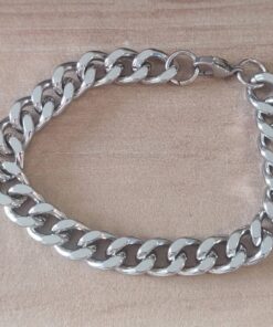 PULSERA DE ACERO GRUMET DIAMANTADA 10 MM. LARGO 22 CM