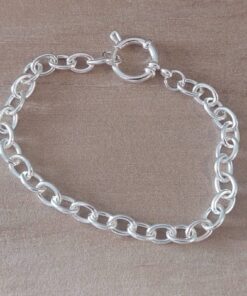 PULSERA DE ACERO BLANCO ESTILO TIFFANY 1.0 CON GANCHO MARINERO. LARGO 18,5 CM