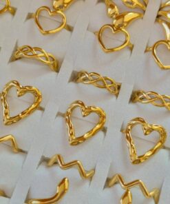 ANILLOS DE ACERO DORADO TIPO CHUNKY X 36 UNIDADES ÚNICO TALLE, REGULABLE