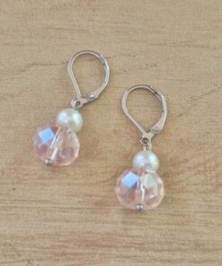 ARO DE ACERO BRISURA CON PERLA Y ACRILICO. LARGO TOTAL 31 MM