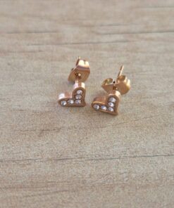 ARO DE ACERO ROSÉ CORAZON CON STRASS
