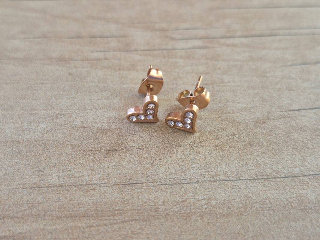 ARO DE ACERO ROSÉ CORAZON CON STRASS
