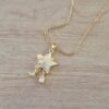 COLGANTE DE ACERO DORADO ESLABÓN ESPEJITO CON DIJE ESTRELLA CON STRASS. LARGO CADENA 45 CM + 6 CM EXT.