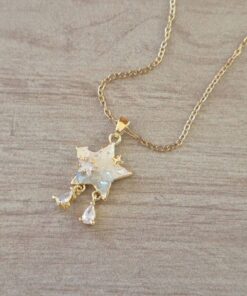 COLGANTE DE ACERO DORADO ESLABÓN ESPEJITO CON DIJE ESTRELLA CON STRASS. LARGO CADENA 45 CM + 6 CM EXT.