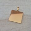 DIJE DE ACERO DORADO MEDALLA CUADRADA 20 MM PARA GRABAR, PULIDA UNA SOLA CARA