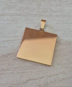 DIJE DE ACERO DORADO MEDALLA CUADRADA 20 MM PARA GRABAR, PULIDA UNA SOLA CARA