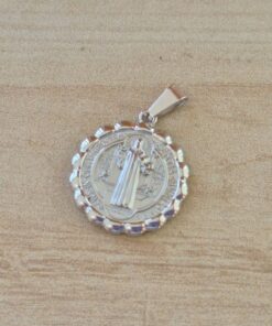 DIJE DE ACERO MEDALLA DE SAN BENITO CON RIBETES. TAMAÑO 22 MM.