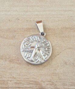 DIJE DE ACERO MEDALLA DEL ESPIRITU SANTO. TAMAÑO 18 MM