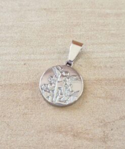 DIJE DE ACERO MEDALLA DE SAN MIGUEL ARCANGEL. TAMAÑO 15 MM