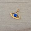 DIJE DE ACERO DORADO OJO TURCO CON STRASS. TAMAÑO 12 X 21 MM