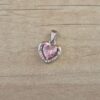 DIJE DE ACERO CORAZON CUBIK ROSA Y STRASS. MEDIDA 13 MM