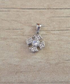 DIJE DE ACERO CRUZ GIRATORIA CON STRASS . MEDIDA 14 MM
