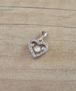 DIJE DE ACERO CORAZON 3D CON STRASS. MEDIDA 12 MM