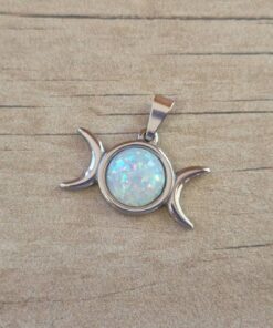 DIJE DE ACERO FASES DE LA LUNA CON ACRILICO TORNASOL. TAMAÑO 13 X 25 MM