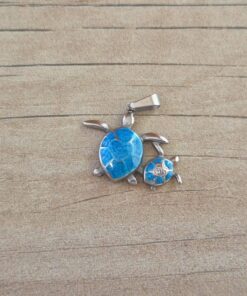 DIJE DE ACERO TORTUGAS DE MAR TURQUESA CON STRASS. TAMAÑO 16 X 22 MM