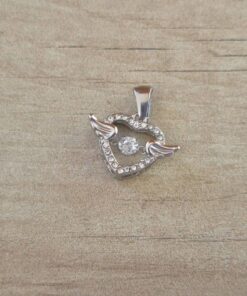 DIJE DE ACERO CORAZON 3D CON ALAS Y STRASS . MEDIDA 12 X 20 MM