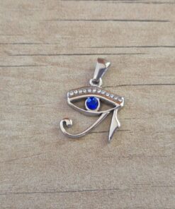DIJE DE ACERO OJO DE HORUS CON STRASS. MEDIDA 17 X 20 MM