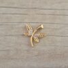 DIJE DE ACERO DORADO LIBÉLULAS CALADA CON STRASS. TAMAÑO 16 X 21 MM
