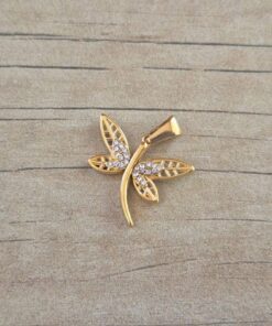 DIJE DE ACERO DORADO LIBÉLULAS CALADA CON STRASS. TAMAÑO 16 X 21 MM