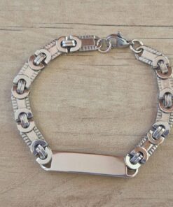 PULSERA DE ACERO ESLABÓN CONECTOR OVAL CON CHAPA APTA PARA GRABAR DE 10 X 35 MM. LARGO 22,5 CM