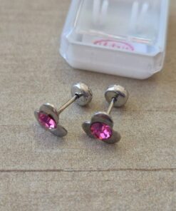 ABRIDOR DE ACERO FLOR CON STRASS ROSA