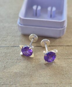 ABRIDOR PLATA CUBIK REDONDO ENGARZADO CUATRO PUNTAS GRANDE COLOR LILA