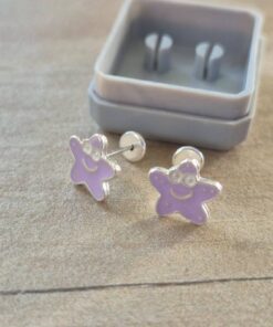 ABRIDOR PLATA ESTRELLA DE MAR ESMALTADA LILA