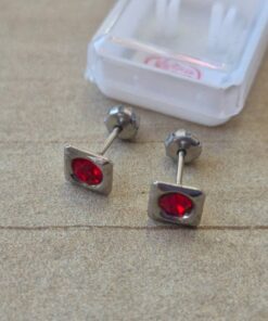 ABRIDOR DE ACERO CUADRADO CON STRASS ROJO