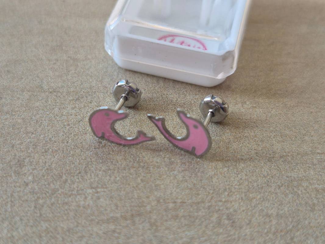 ABRIDOR DE ACERO DELFIN ESMALTADO EN ROSA