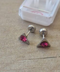 ABRIDOR DE ACERO TRIANGULO CON STRASS ROSA