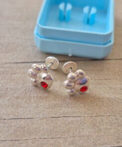 ABRIDOR PLATA HUELLA CON STRASS ROJO