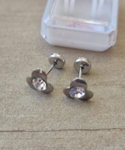 ABRIDOR DE ACERO FLOR CON STRASS BLANCO