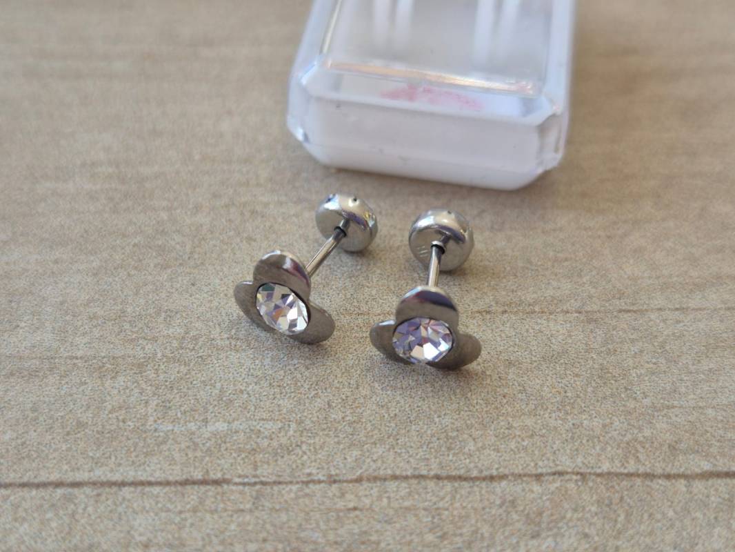 ABRIDOR DE ACERO FLOR CON STRASS BLANCO